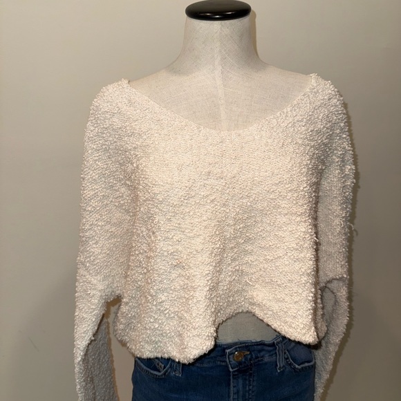 Free People Cream V-Neck Sweater - Picture 2 of 7